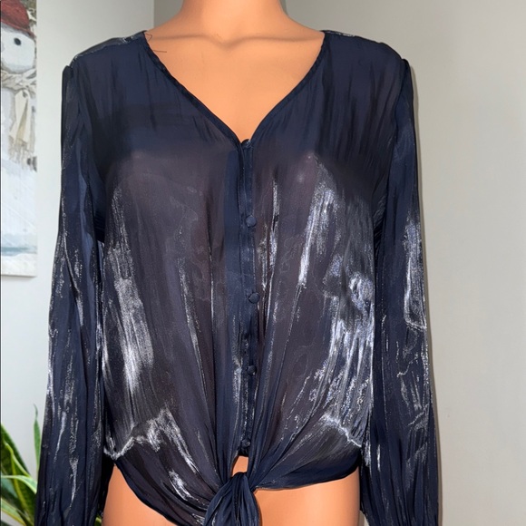 Vince Camuto Tops - Vince Camuto Midnight Blue Sheer Blouse